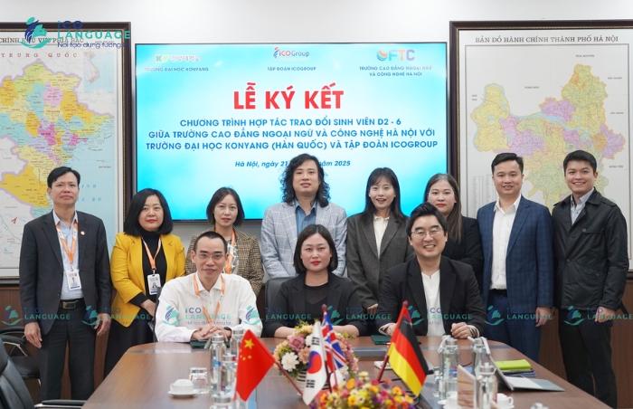 Trường Cao đẳng Ngoại ngữ và Công nghệ Hà Nội ký kết thỏa thuận hợp tác với Trường Đại học Konyang Hàn Quốc và Tập đoàn ICOGroup